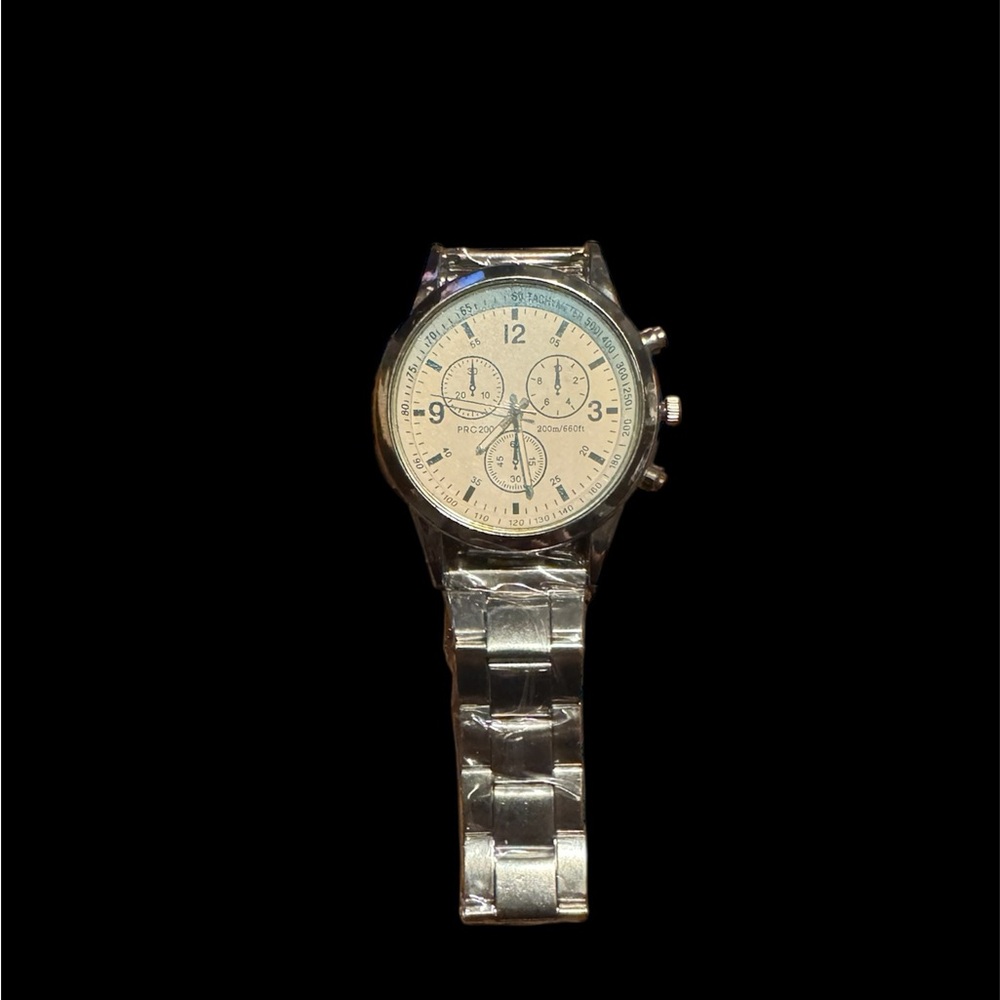 Geneve New Multi-Dialled Swiss Watch with a silver-tone stainless steel band new